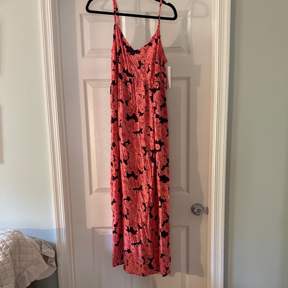 Pink and Black Floral maternity Maxi Dress